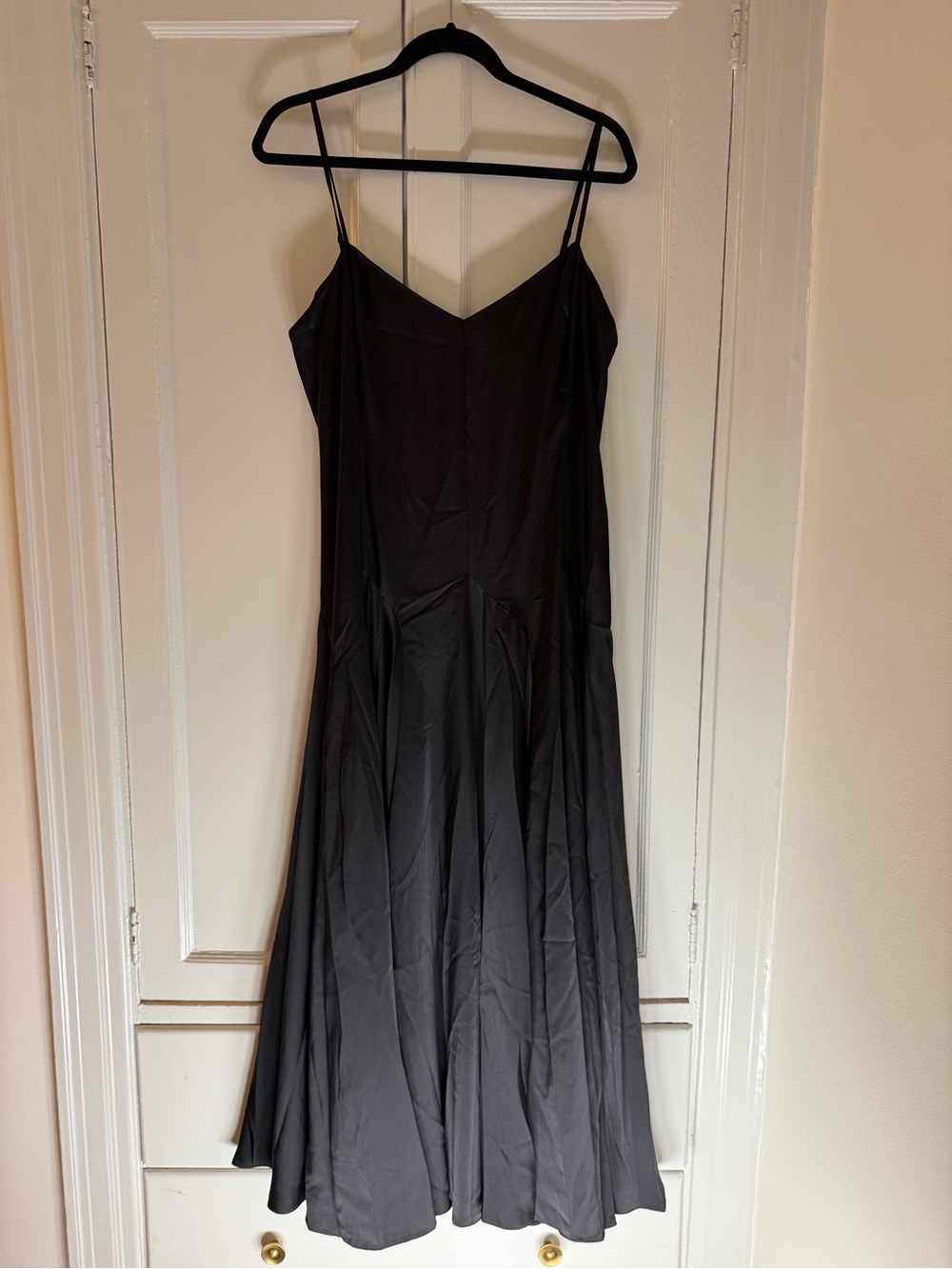 Ralph Lauren Black Maxi Slip Dress with Thin Spaghetti Straps